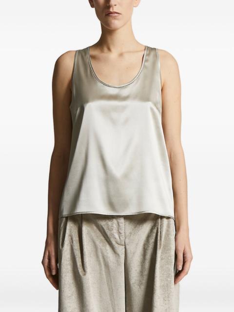 embellished satin tank top