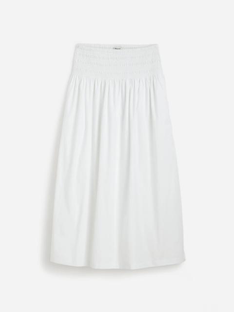 Smocked-Waist Poplin Midi Skirt