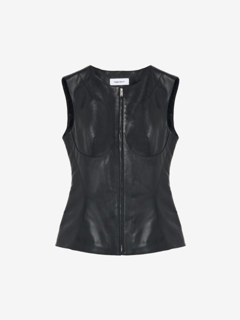 Sleeveless Leather Top