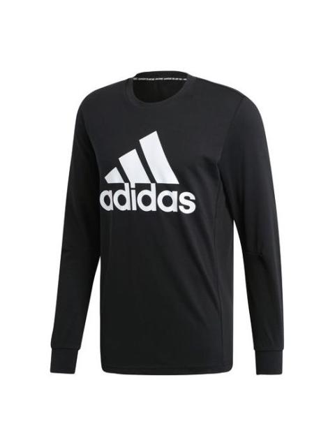 adidas Sports Breathable Round-neck Long-sleeve Tee Hooded Shirt Men Black EB5266
