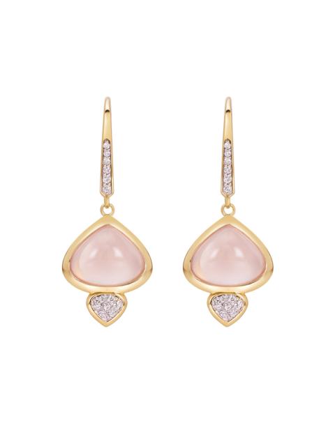 Rose Quartz Diamond Trisolina Drop Earrings