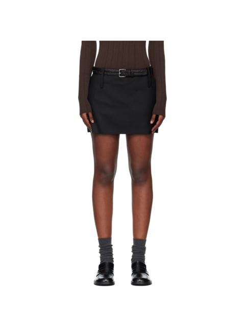 Black Distressed Wool Skort