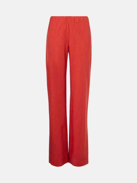 Cotton and linen-blend wide-leg pants