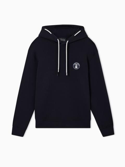 LOOSE-FIT DOUBLE JERSEY HOODIE WITH FRENCH BULLDOG PATCH