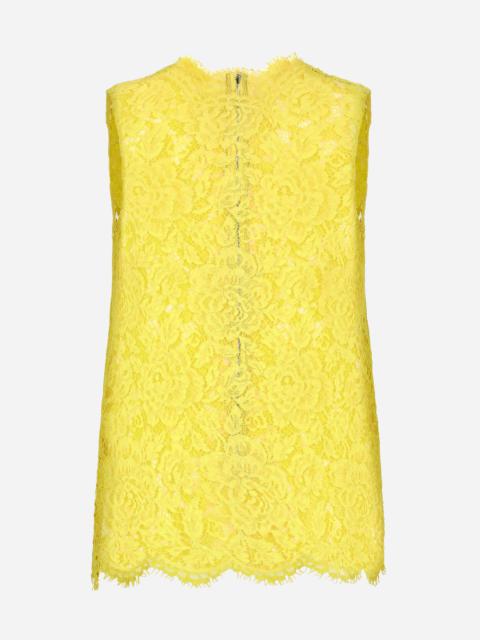 Branded floral cordonetto lace top