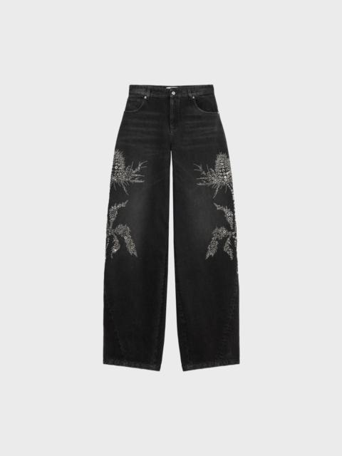 BAGGY JEANS WITH STONE EMBROIDERY AND STUDS