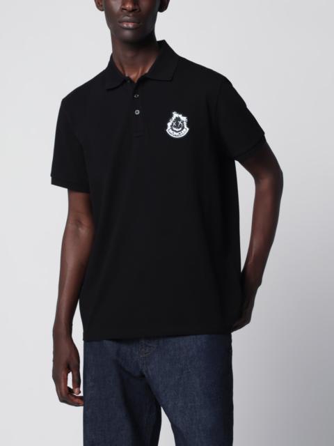 Black cotton piqué polo shirt with logo