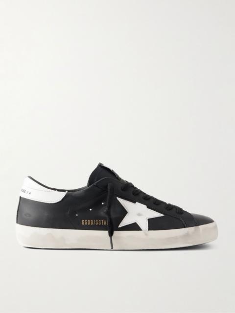 Super-Star Distressed Leather Sneakers Black
