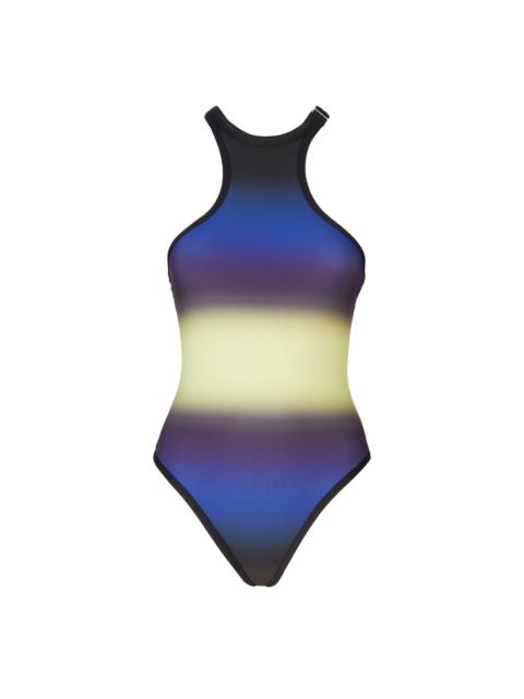 BLUE, BLACK AND LIGHT YELLOW ONE PIECE
