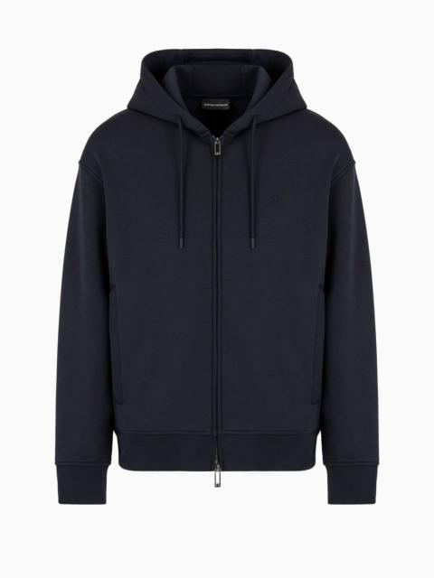 Lyocell-blend jersey hooded sweatshirt with zip