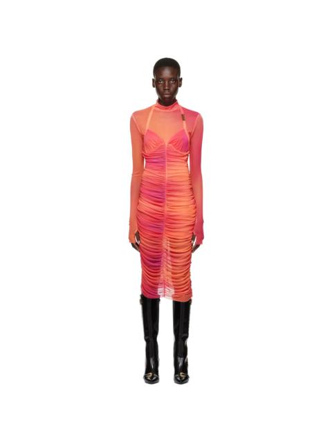 Pink Ruched Midi Dress