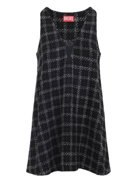 checked V-neck mini dress