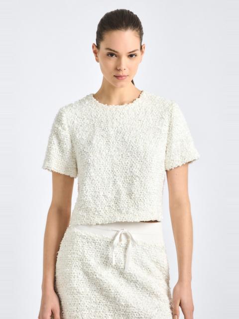 SYRENA PAILLETTE BOUCLE CROPPED BOXY TEE