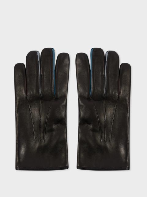 Black Leather 'Concertina' Gloves