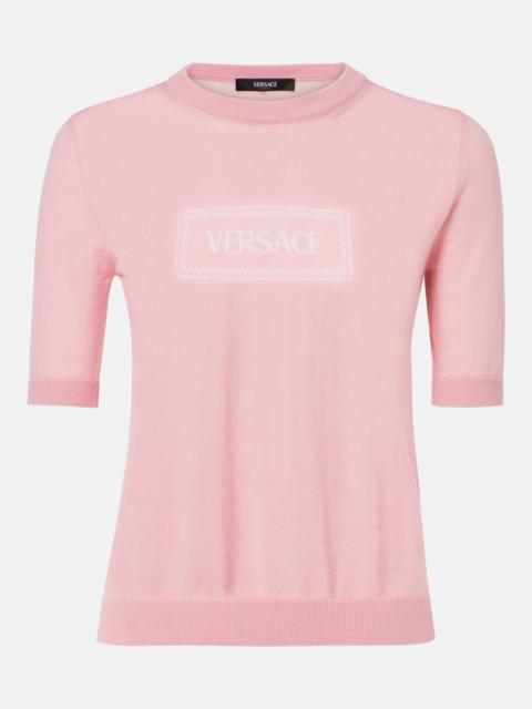 Logo jacquard knitted top