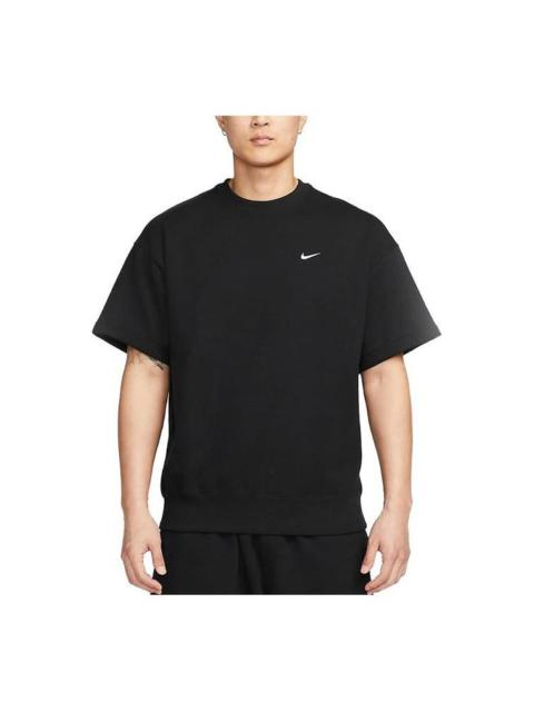 Nike Solo Swoosh Short Sleeve French Terry Top 'Black' DX0881-010