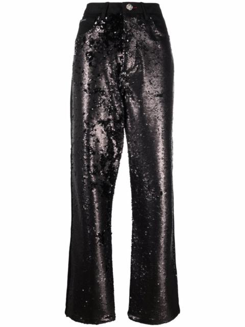 high-waisted sequined jeans
