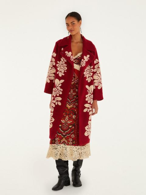 Burgundy Bold Flowers Fleece
