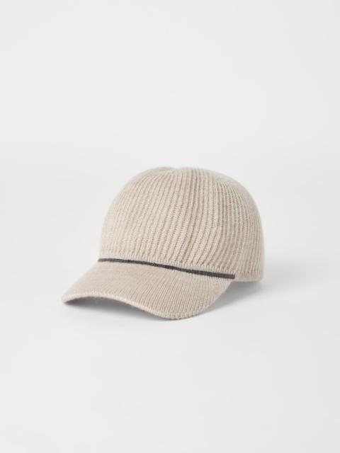Sparkling cashmere English rib knit baseball cap with monili