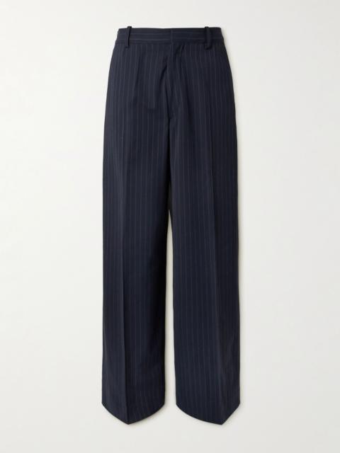 Pasant Wide-Leg Pinstriped Twill Suit Trousers Navy