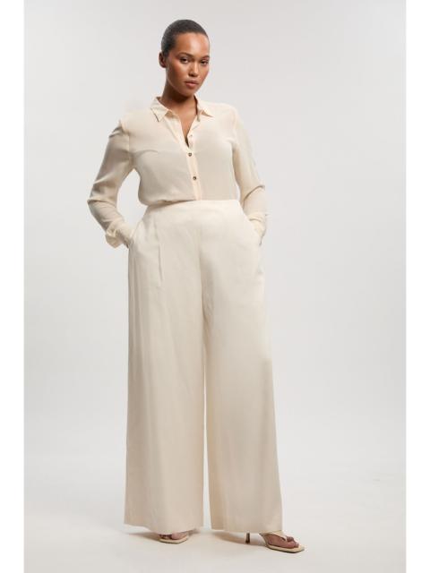 Plus Size Tailored Linen Wide Leg Trouser