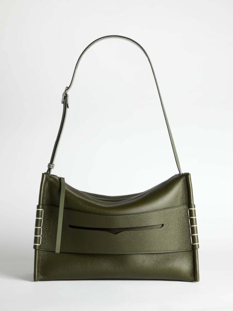 MESSENGER LOAFER BAG IN KHAKI LEATHER