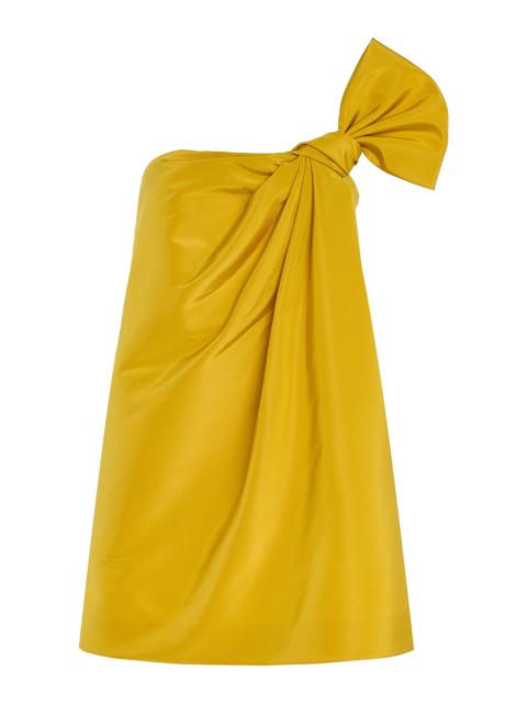 Asymmetric Silk Faille Mini Dress yellow