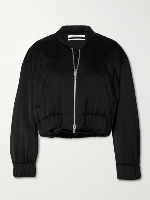 Cropped Satin Bomber Jacket