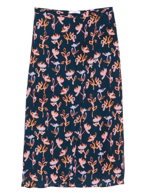 floral-print midi skirt