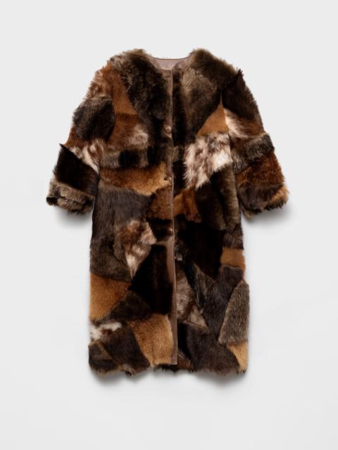 Patchwork shearling coat