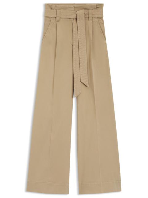 BELTED WIDE-LEG PANTS IN STRETCH-COTTON TWILL