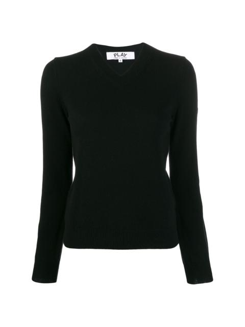 WOMENS V-NECK PULLOVER RED HEART - BLACK