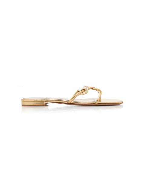 Metallic Leather Sandals gold