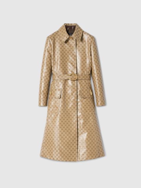 Coated GG cotton canvas fabric coat