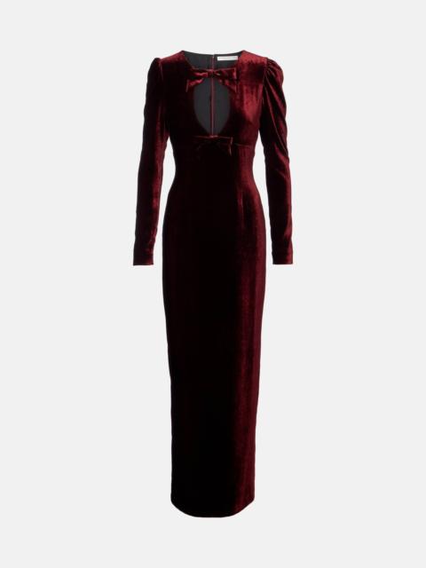 Bow-detail cutout velvet gown