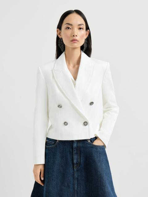 Cotton and paper yarn diagonal blazer with monili