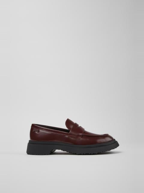Burgundy Leather Moccasins for Women.
