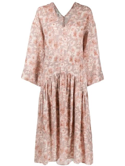 Dahlia floral-print V-neck dress