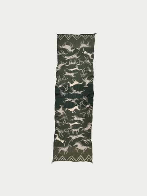 Fulling Wool Scarf INDIAN PAINTING - Green