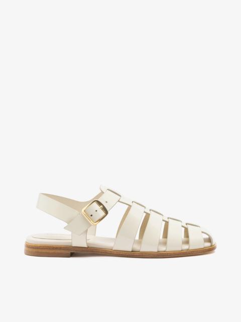 Stevie Flat Sandal In Ivory Box Leather