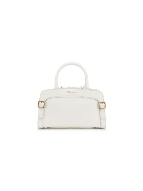 White leather handbag
