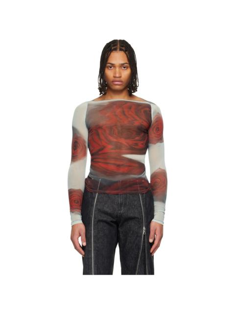 Gray & Red 'The Blurry Roses' T-shirt