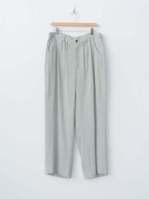 Linen Acetate Front Gather Wide Trousers - Mist Green