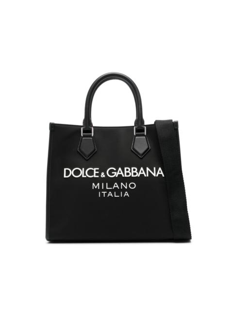 logo-embossed canvas tote bag
