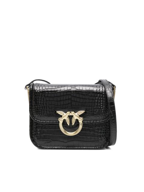 crocodile-embossed leather cross body bag