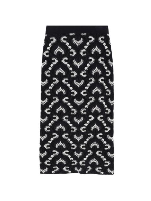 patterned midi skirt