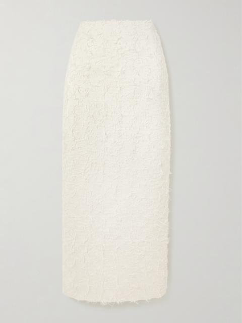 Monica Frayed Organic Cotton-twill Midi Skirt