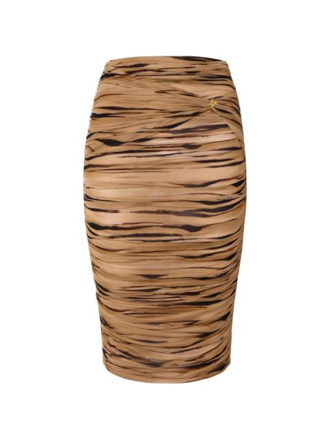 tiger-print jewel midi skirt