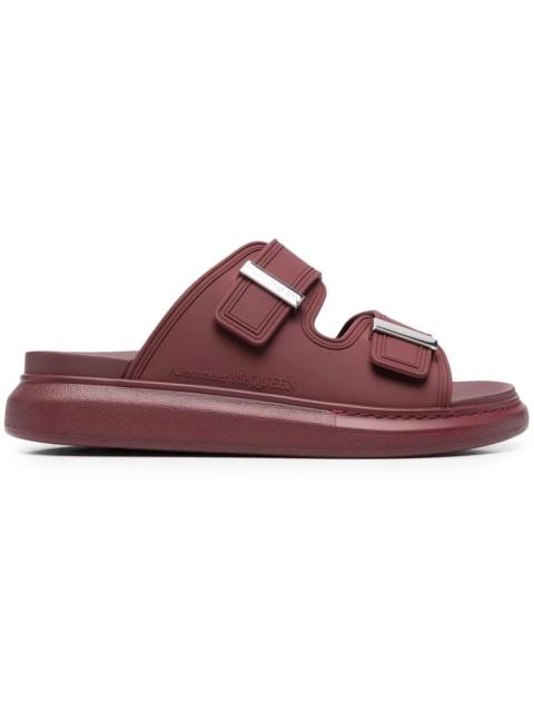 Alexander McQueen Hybrid Buckled Rubber Sandal Burgundy