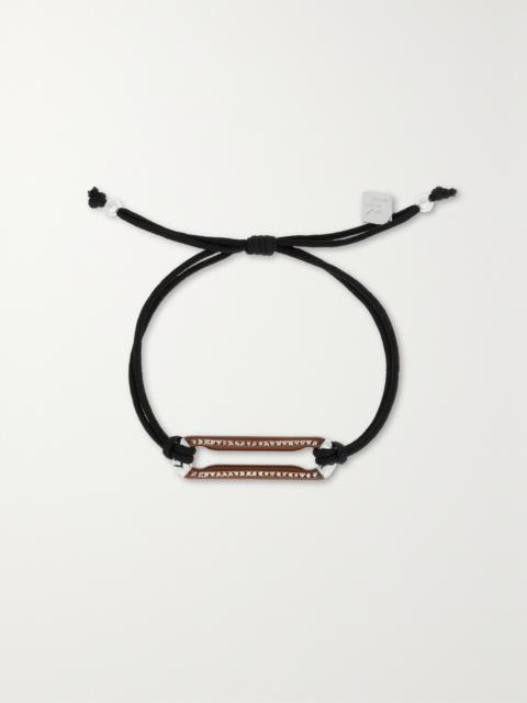 Sterling Silver, Cord, Enamel And Diamond Bracelet